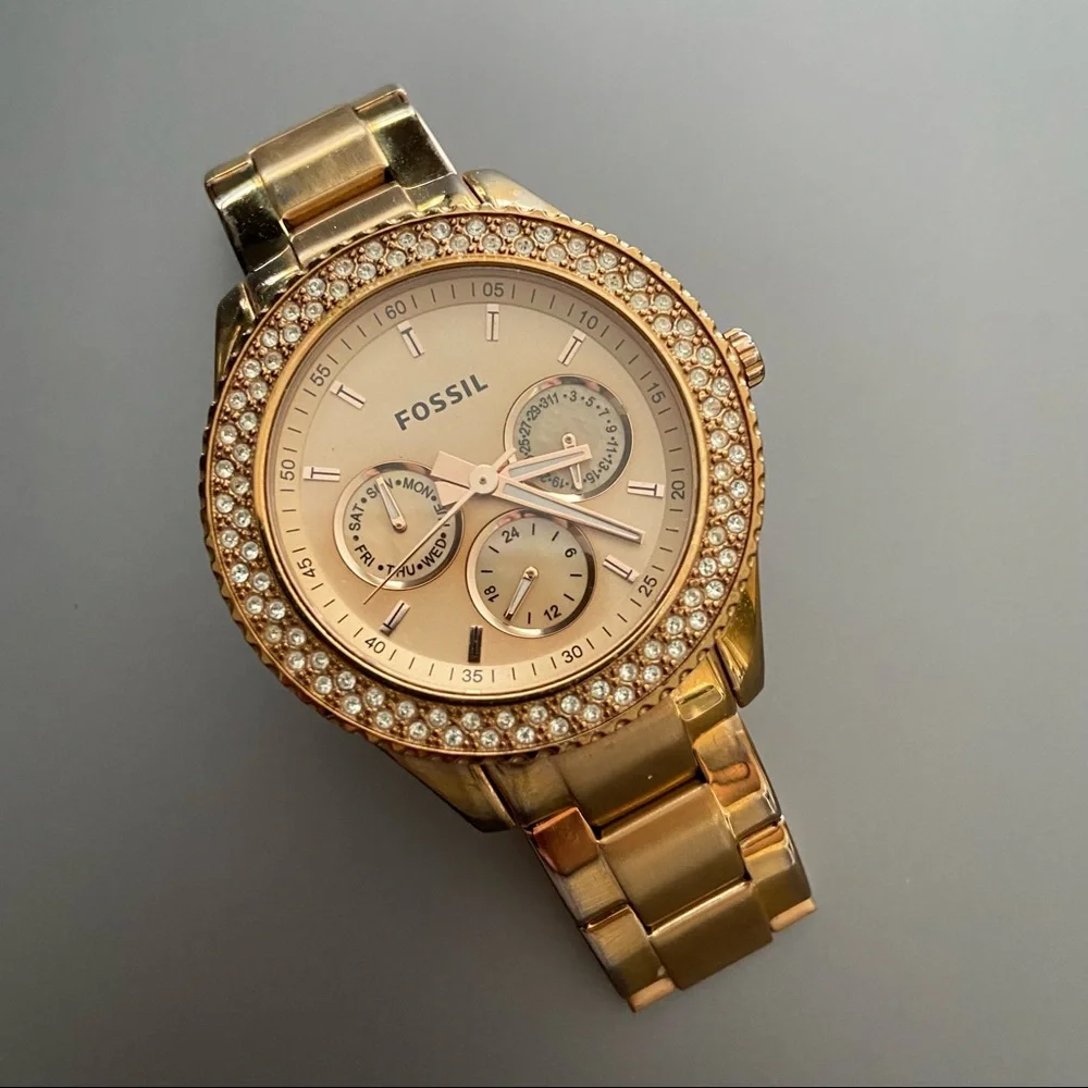 Last Chance FOSSIL Stella Stainless Steel Watch Gold Colored - Picture 1 of 10